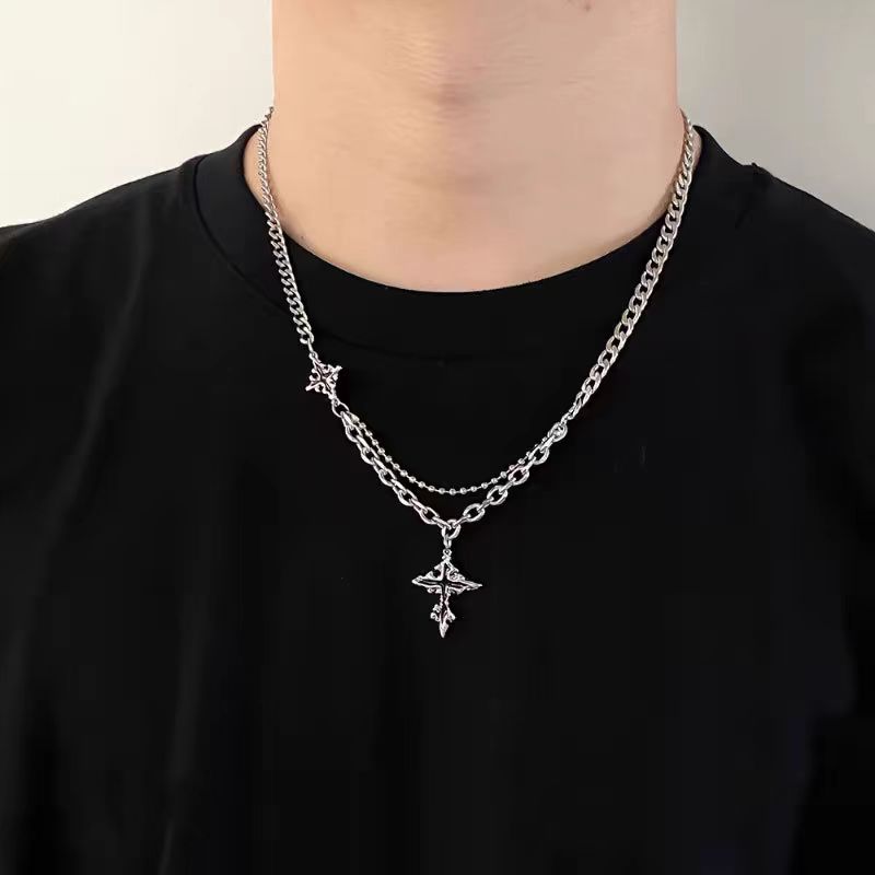 Black Drip Oil Cross Necklace for Men – Unique Hip-Hop Choker with Streetwear Vibes