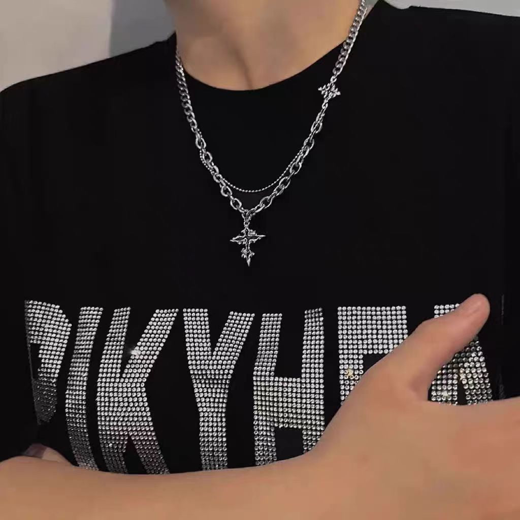 Black Drip Oil Cross Necklace for Men – Unique Hip-Hop Choker with Streetwear Vibes